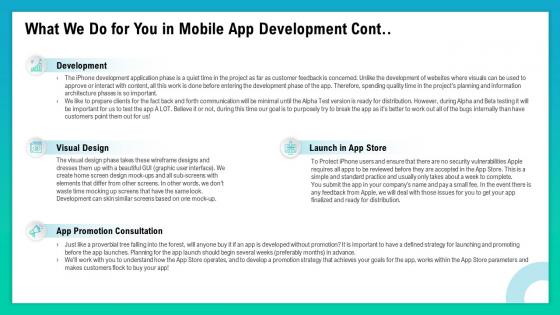 What we do for you in mobile app development cont ppt slides aids