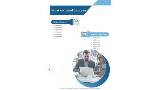 What We Heard From You Marketing Proposal One Pager Sample Example Document