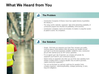 What we heard from you problem solution ppt powerpoint presentation layouts