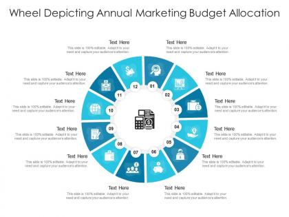 Wheel depicting annual marketing budget allocation infographic template