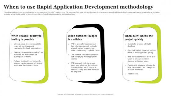 When To Use Rapid Application Development Methodology Rad Architecture And Phases