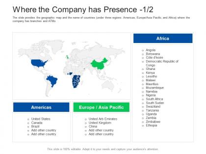 Where the company has presence location investor pitch presentation raise funds financial market