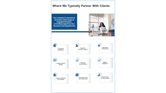 Where We Typically Partner With Clients Consulting Proposal One Pager Sample Example Document