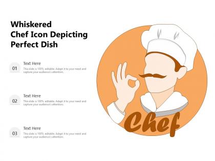 Whiskered chef icon depicting perfect dish