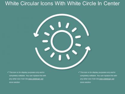 White circular icons with white circle in center