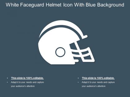 White faceguard helmet icon with blue background