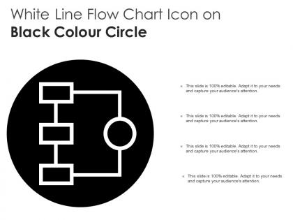 White line flow chart icon on black colour circle