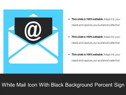 White mail icon with black background percent sign