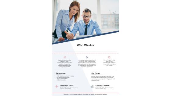 Who We Are Human Resource Outsourcing Services Proposal One Pager Sample Example Document