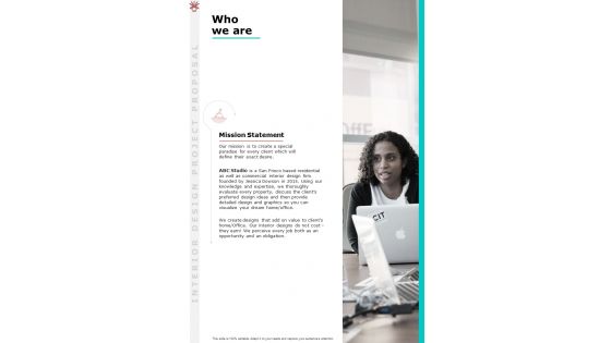 Who We Are Interior Design Project Proposal One Pager Sample Example Document