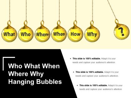 Who what when where why hanging bubbles