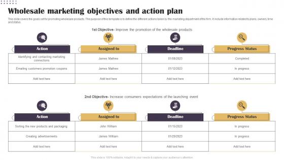 Wholesale Marketing Objectives And Action Plan