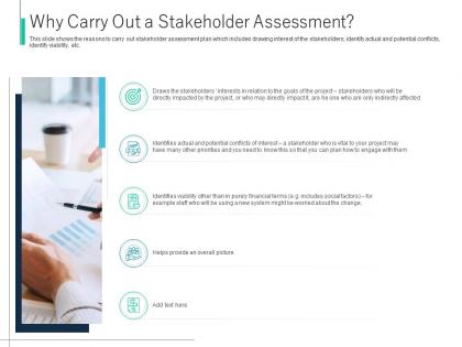 Why carry out a stakeholder assessment process identifying stakeholder engagement