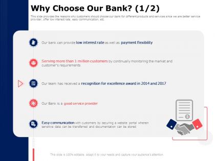 Why choose our bank service provider ppt powerpoint presentation summary graphics
