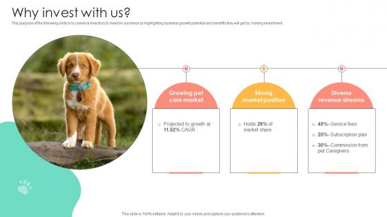 Why Invest With Us Pet Sitting Service Investor Funding Elevator Pitch Deck