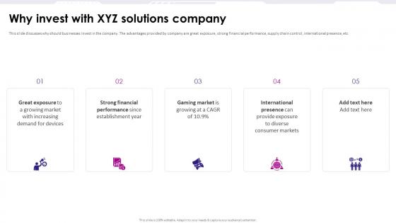 Why Invest With Xyz Solutions Company Game Development Fundraising Pitch Deck