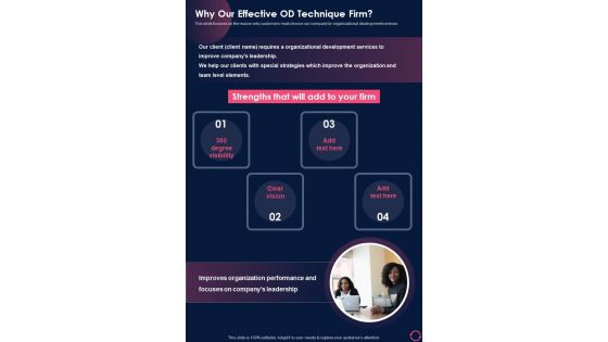 Why Our Effective Od Technique Firm One Pager Sample Example Document
