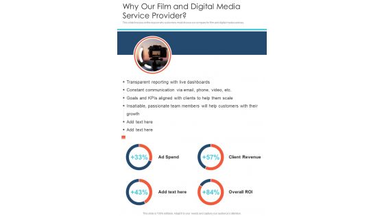 Why Our Film And Digital Media Service Provider One Pager Sample Example Document