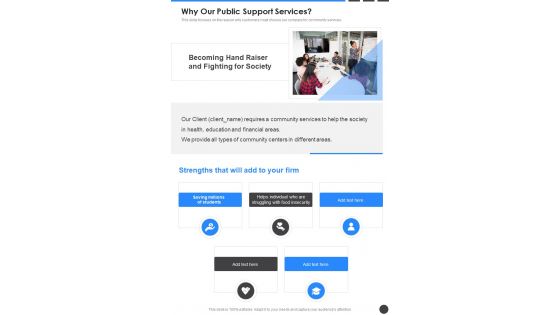 Why Our Public Support Services One Pager Sample Example Document