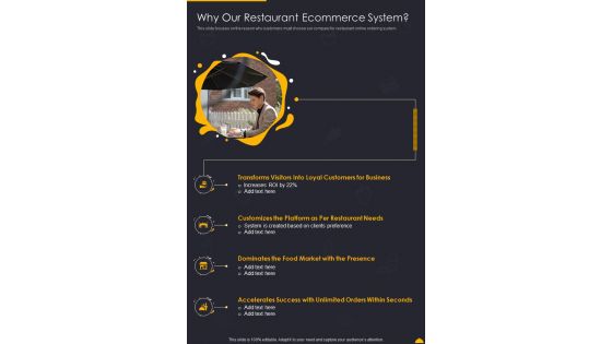 Why Our Restaurant Ecommerce System One Pager Sample Example Document