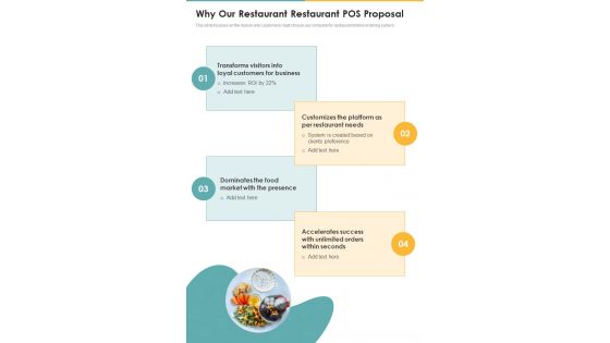 Why Our Restaurant Restaurant POS Proposal One Pager Sample Example Document