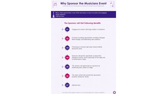 Why Sponsor The Musicians Event One Pager Sample Example Document