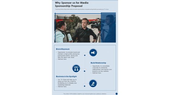 Why Sponsor Us For Media Sponsorship Proposal One Pager Sample Example Document