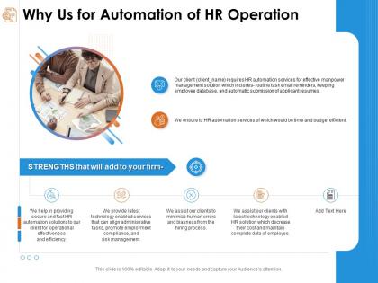 Why us for automation of hr operation align administrative ppt powerpoint presentation ideas