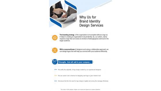 Why Us For Brand Identity Design Services One Pager Sample Example Document