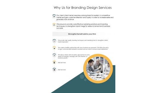 Why Us For Branding Design Services One Pager Sample Example Document