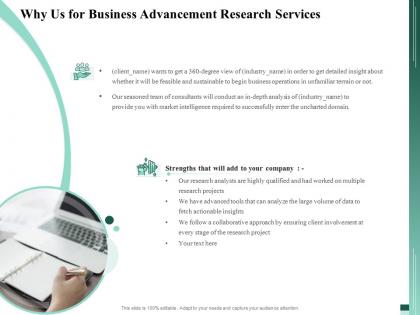 Why us for business advancement research services ppt file brochure