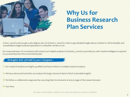 Why us for business research plan services highly qualified ppt powerpoint presentation portfolio