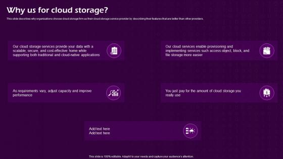 Why Us For Cloud Storage Virtual Cloud IT Ppt Ideas Samples