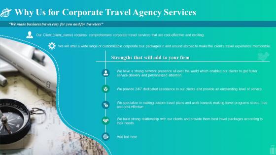 Why us for corporate travel agency services ppt slides example topics