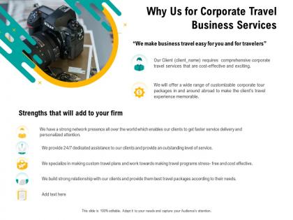 Why us for corporate travel business services relationship ppt template