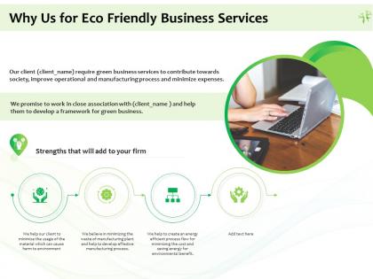 Why us for eco friendly business services ppt powerpoint presentation icon pictures