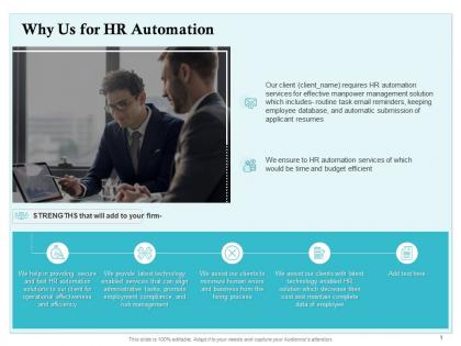 Why us for hr automation ppt powerpoint presentation summary graphics download