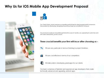 Why us for ios mobile app development proposal ppt powerpoint file vector