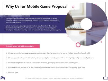 Why us for mobile game proposal conceptualization ppt powerpoint presentation model