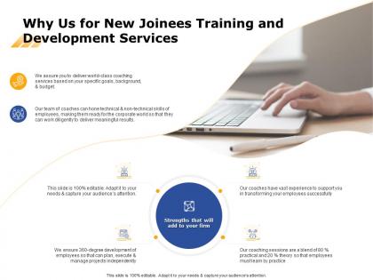 Why us for new joinees training and development services ppt powerpoint grid
