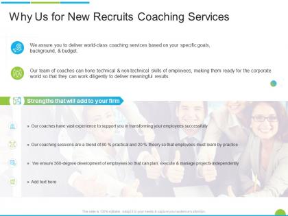 Why us for new recruits coaching services ppt powerpoint presentation portfolio outline