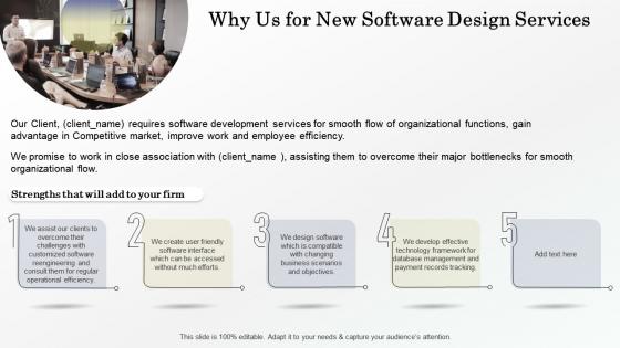 Why us for new software design services ppt slides styles