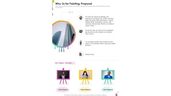 Why Us For Painting Proposal One Pager Sample Example Document