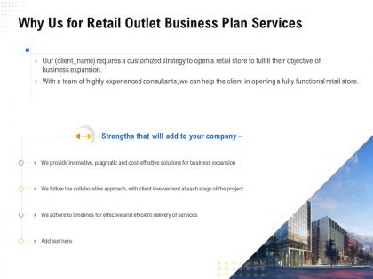 Why us for retail outlet business plan services ppt powerpoint presentation ideas mockup