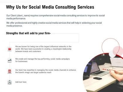 Why us for social media consulting services ppt powerpoint gallery slide