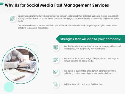 Why us for social media post management services ppt powerpoint presentation gallery example