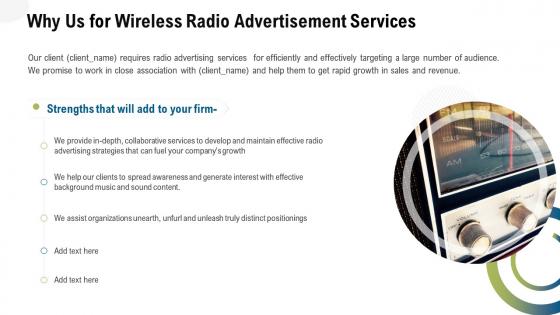 Why us for wireless radio advertisement services ppt slides grid