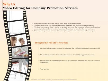Why us video editing for company promotion services ppt model