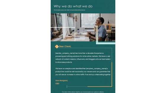 Why We Do What We Do Brand Collaboration Proposal Template One Pager Sample Example Document