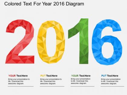 Wi colored text for year 2016 diagram flat powerpoint design